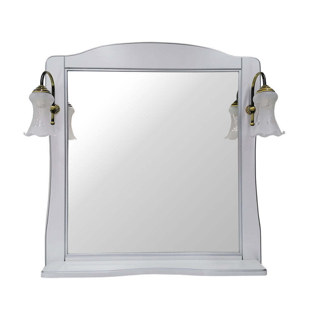 Зеркало Равелло 75, 85, 105 см Белое с Серебром